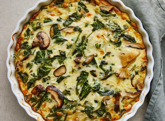 Gombás-pórés quiche