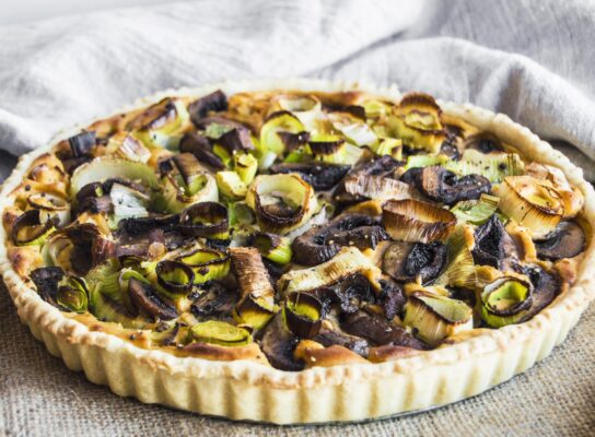 Póréhagymás-gombás pite