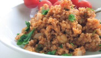 Csirkés, paradicsomos bulgur